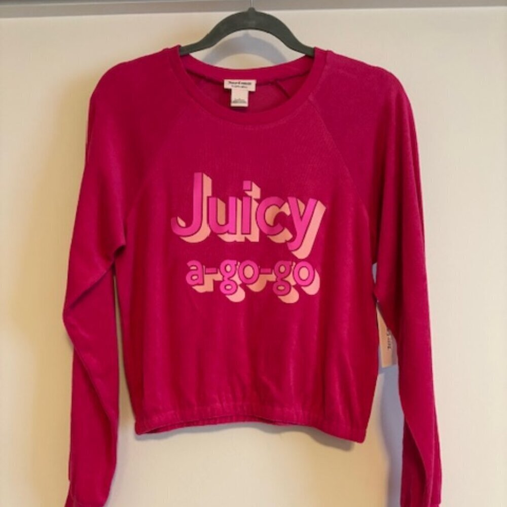 Juicy Couture A Gogo Microterry Logo Pullover Size SMALL